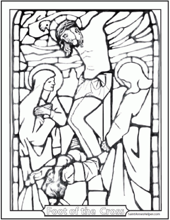 Stained Glass Coloring Page ❤+❤Jesus' Crucifixion