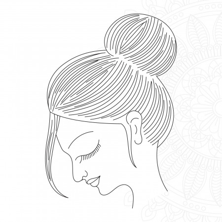 Girl face coloring page 6916654 Vector Art at Vecteezy