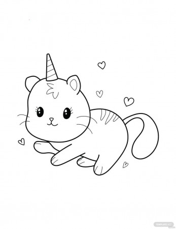 Free Unicorn Kitty Coloring Page - EPS, Illustrator, JPG, PNG, PDF, SVG |  Template.net