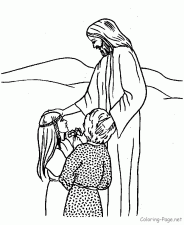 Bible Coloring Page - Jesus and Children