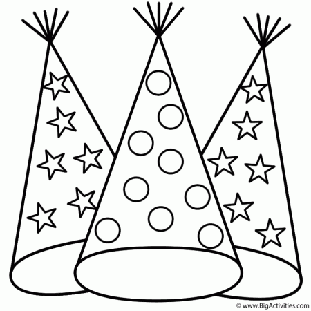 Party Hats - Coloring Page (New Years)