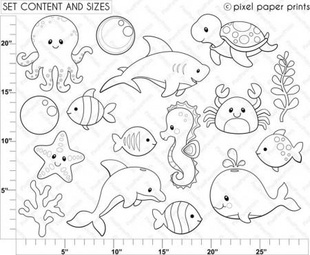 sea-animals-digital-stamps-mygrafico-579674 Â« Coloring Pages for ...