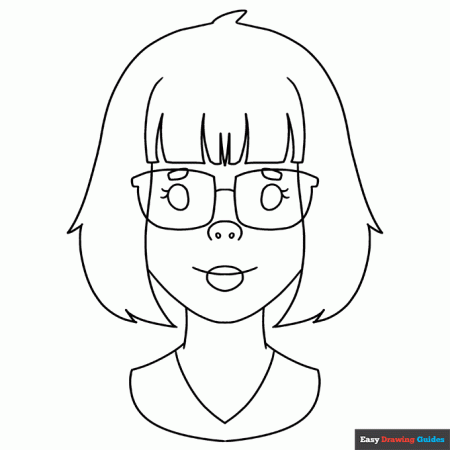 Girl in Glasses Coloring Page | Easy Drawing Guides