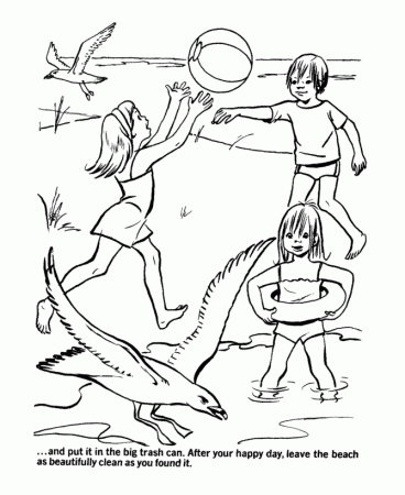 Earth Day Coloring Pages - Free Printable Beach environmental 