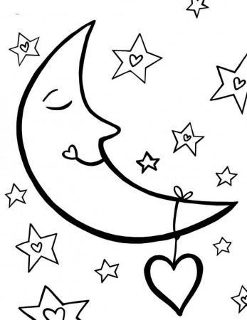 Cartoon Moon and Stars Coloring Page - Free Printable Coloring Pages for  Kids