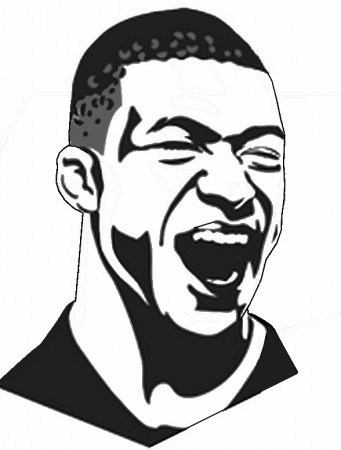 Coloring page France Football Team 2021 : Kylian Mbappé 5