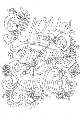 You Are My Sunshine Coloring Page Adult Coloring Page - Etsy