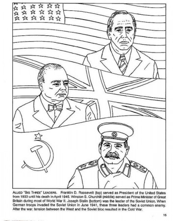 Coloring page Roosevelt, Churchull, Stalin - img 4256. | School coloring  pages, Coloring pages, Memorial day coloring pages