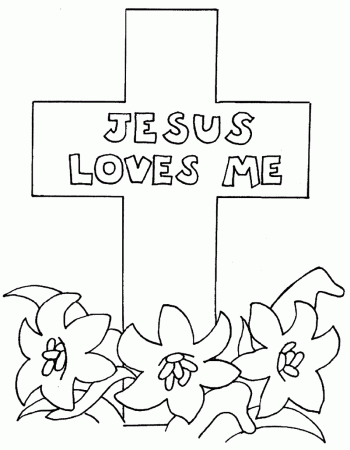 Jesus Loves Me Cross Coloring Page – coloring.rocks!