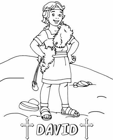 David who won with Goliath on coloring page