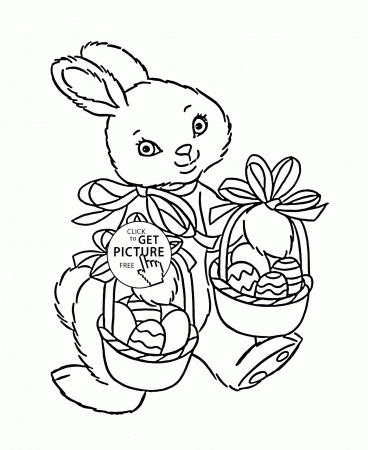 Cute Easter Bunny coloring page for kids, holidays coloring pages ...