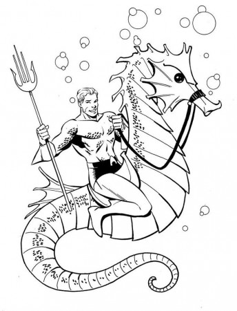 Aquaman Was Riding A Sea Horse | Aquaman Coloring Pages ...