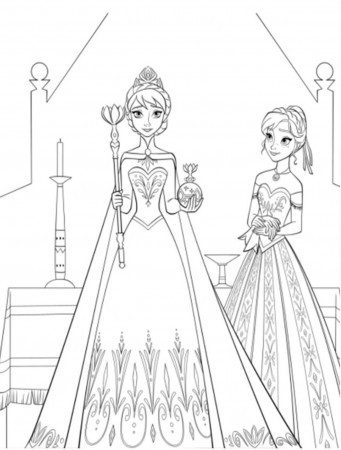 Coloring Pages : Coloring Elsa Coronation And Anna Sheets Disney ...