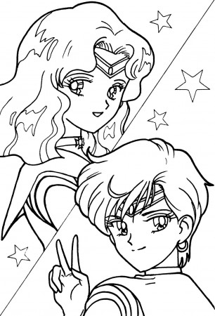 Sailor Neptune and Sailor Uranus Coloring Page // #sailormoon | Sailor moon coloring  pages, Sailor moon crafts, Sailor moon wallpaper