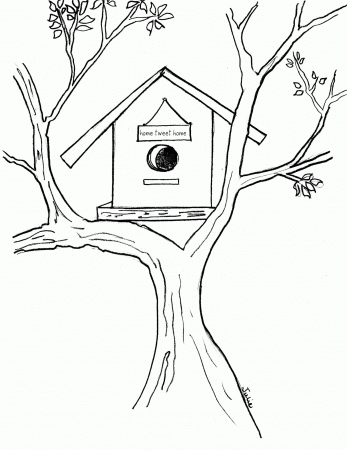Bird House Coloring Page - Coloring Pages For All Ages