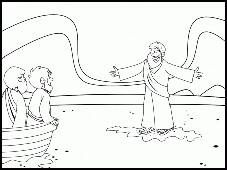 Jesus Walks on Water” Coloring Page