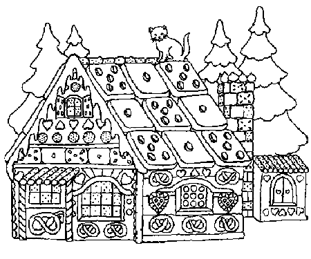 Christmas Gingerbread House - Coloring Pages for Kids and for Adults
