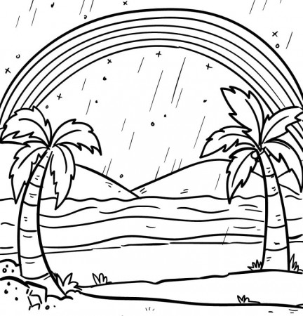 Rainbow on Island Coloring Page - Free Printable Coloring Pages for Kids