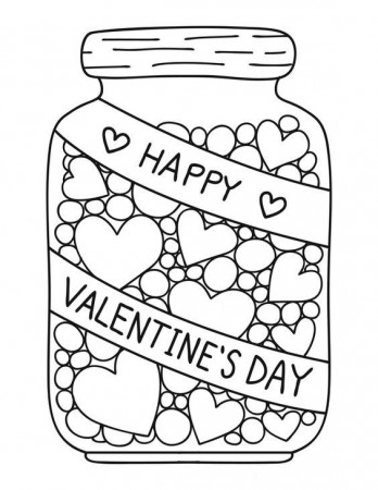 Candy Jar coloring page; Valentine's Day | Valentine coloring ...