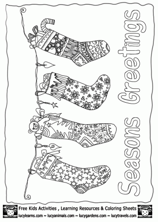 Christmas Stocking Coloring Page Template Collection, Xmas ...