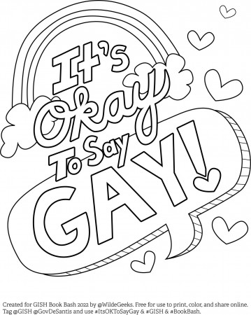 It's Okay to Say Gay Coloring Page (FREE DOWNLOAD) ⋆ Wilde Designs