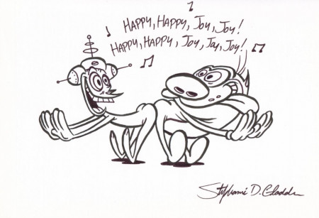 Stephanie Gladden - Ren and Stimpy Happy Happy Joy Joy - 1994 sketch, in  Erich M's Musical Sketchbook Vol. 1 Comic Art Gallery Room
