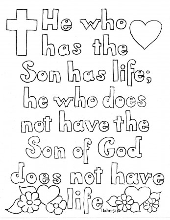 Coloring Pages for Kids by Mr. Adron: 1 John 5:12 Print And Color Page, free
