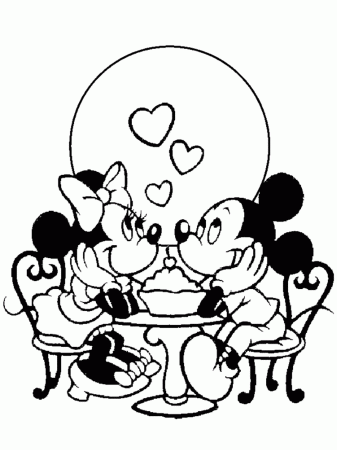 Little Mickey And Minnie Valentine Coloring Page | Valentine ...