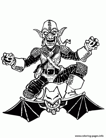 Print spider man green goblin enemy colouring page Coloring pages
