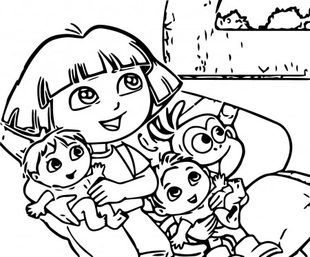 Dora_bedtime_explorers_coloring Page | Wecoloringpage
