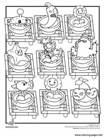 Print characters plants vs zombies Coloring pages