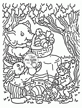 Easter in the Forest coloring page for kids, coloring pages ...