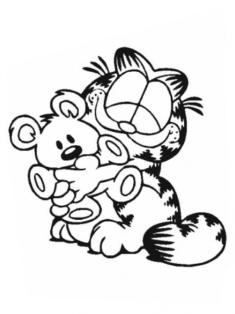 Garfield Hug Pooky Bear Coloring Page - NetArt