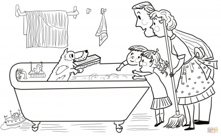 Harry the Dirty Dog in the Bathroom coloring page | Free Printable ...