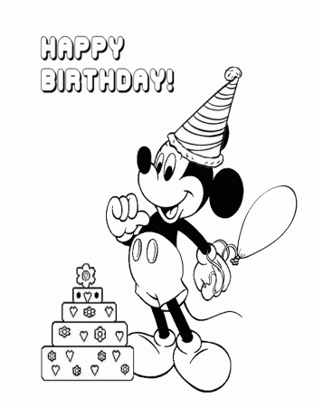 Mickey Mouse With Birthday Cake Coloring Pages #1241 Mickey Mouse ...