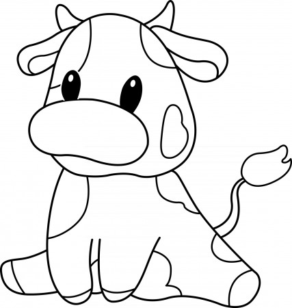 Cow Kids Coloring Page Great for Beginner Coloring Book 2485696 Vector Art  at Vecteezy