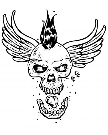 Tattoo skull skeleton wings - Tattoos Adult Coloring Pages