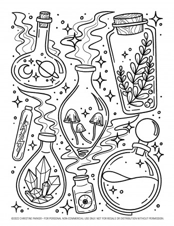 Coloring Page ✦ Witchy Potions - Payhip