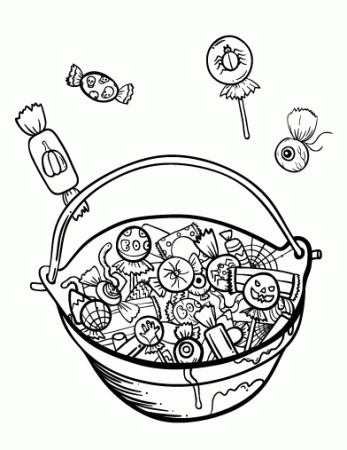 Free Halloween Candy Coloring Page
