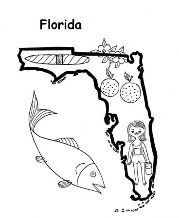 Florida State outline Coloring Page | Coloring - US History ...