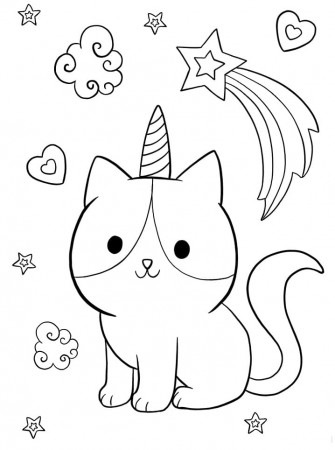 Caticorn Coloring Page - Free Printable Coloring Pages for Kids