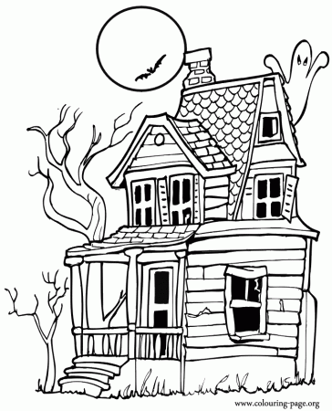 Halloween - Halloween haunted house coloring page