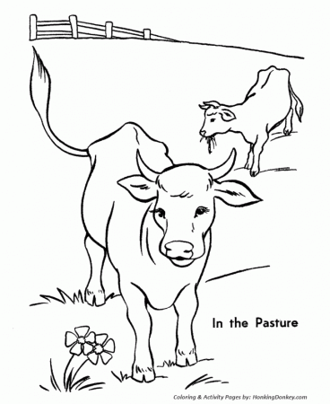Cow Coloring Pages | Printable cows in the pasture coloring page ...