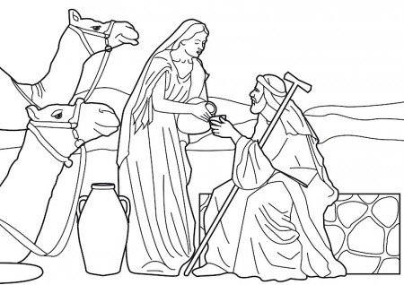 eliezer and rebecca at the well coloring pages | Coloring Pages