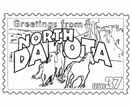 USA-Printables: North Dakota State Stamp - US States Coloring Pages