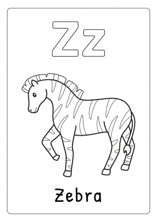 Premium Vector | Alphabet letter z for zebra coloring page for kids