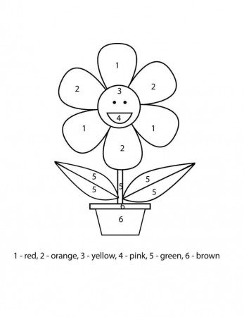 Easy Flower Color by Number Coloring Page - Free Printable Coloring Pages  for Kids