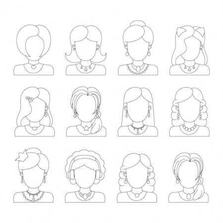 Premium Vector | Coloring book page for kids. girl heads.