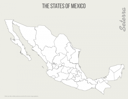 Mexico: States Printables - Map Quiz Game