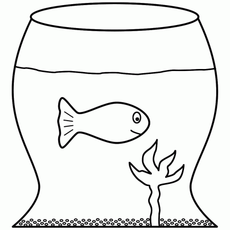 Goldfish in a Fish Bowl - Coloring Page (Fish)